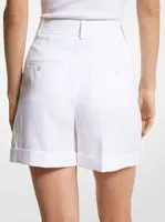 Linen Pleated Cuff Shorts