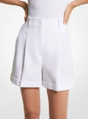 Linen Pleated Cuff Shorts