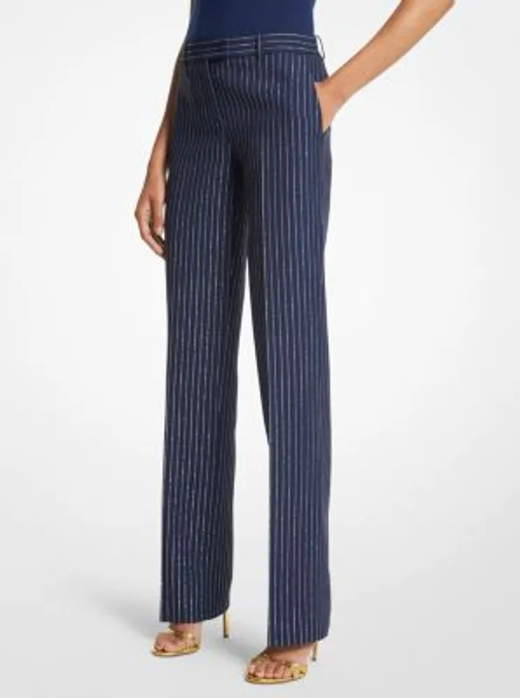 Carolyn Metallic Pinstripe Double Crepe Sablé Trousers