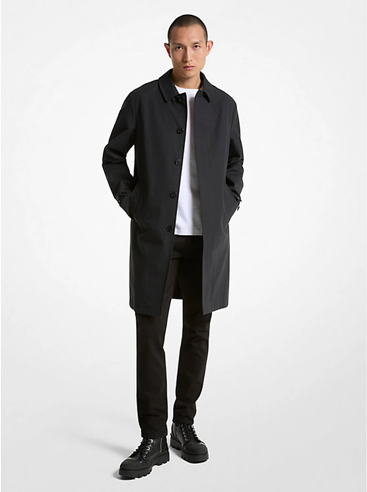 Cotton Blend Balmacaan Coat