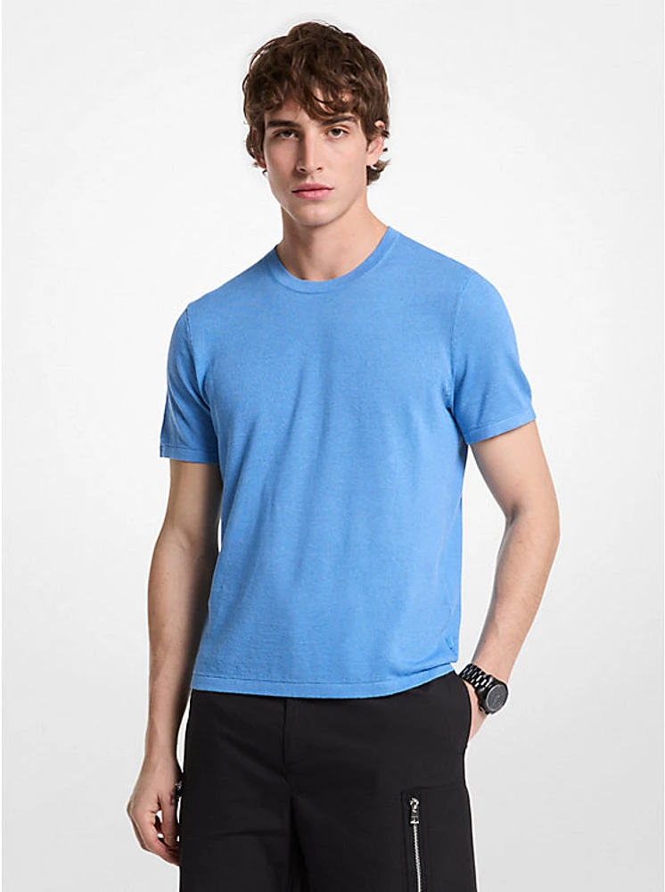 Linen and Cotton Short-Sleeve Sweater