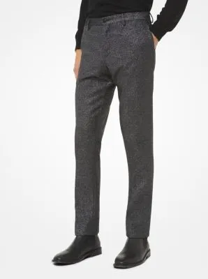 Slim-Fit Metallic Wool-Blend Trousers