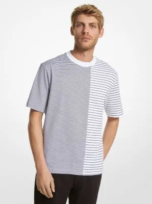 Lucky Brand Embroidered Striped Cotton T-Shirt