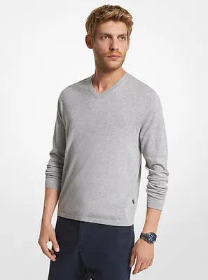 Cotton Jersey V-Neck Sweater