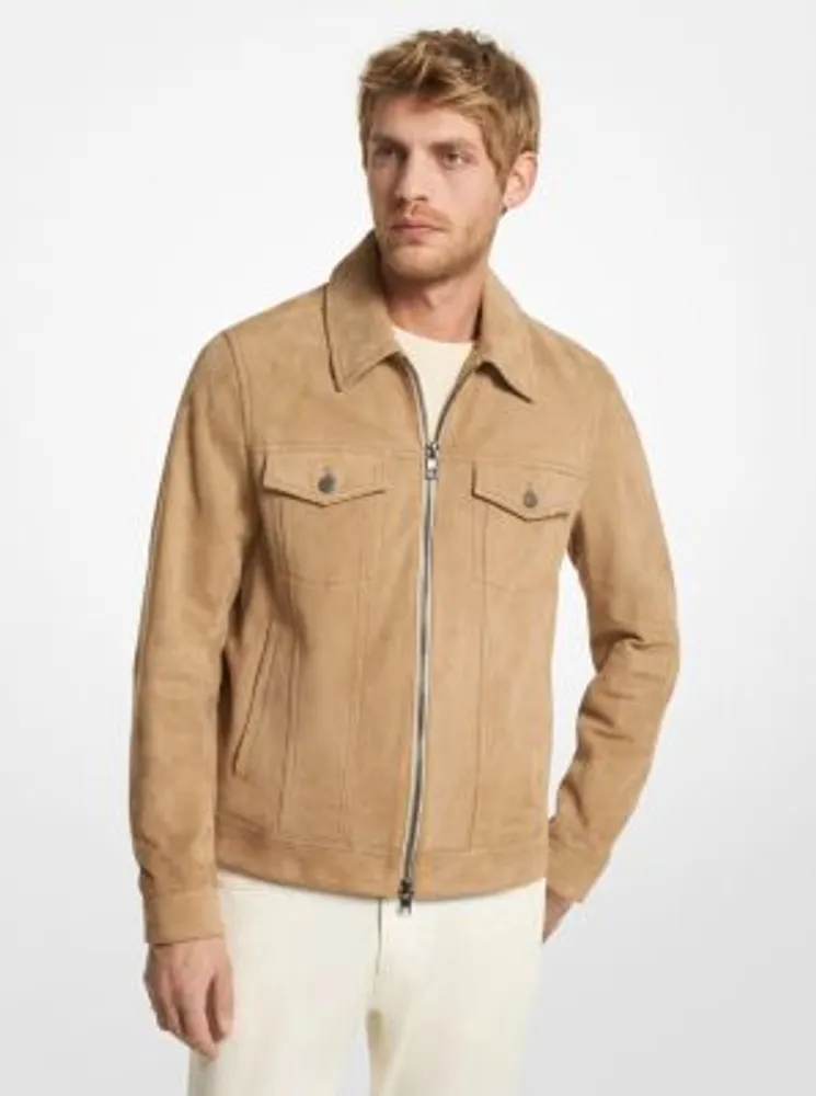 Suede Zip-Up Trucker Jacket