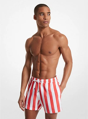 Woven Striped Swim Trunks