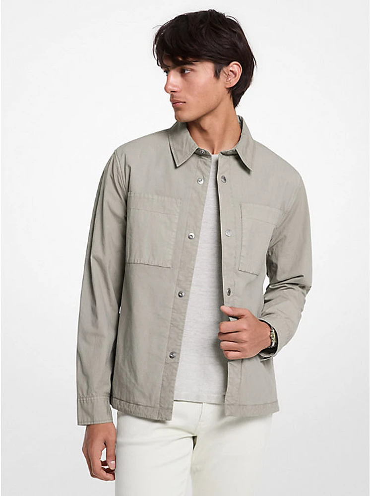 Garment-Dyed Stretch Cotton Poplin Shirt Jacket