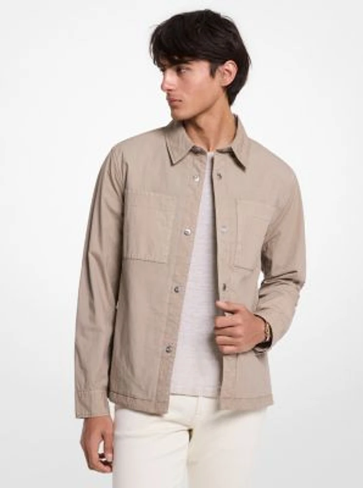 Garment-Dyed Stretch Cotton Poplin Shirt Jacket