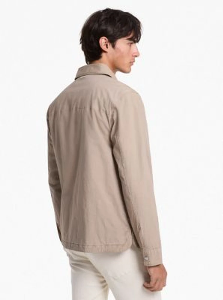 Garment-Dyed Stretch Cotton Poplin Shirt Jacket