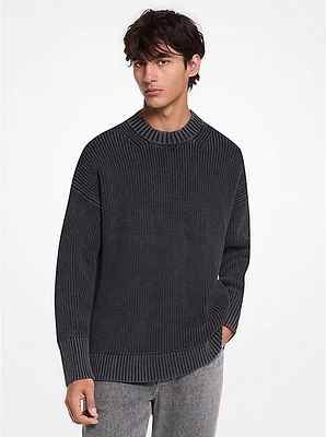 Garment-Dyed Cotton Blend Sweater