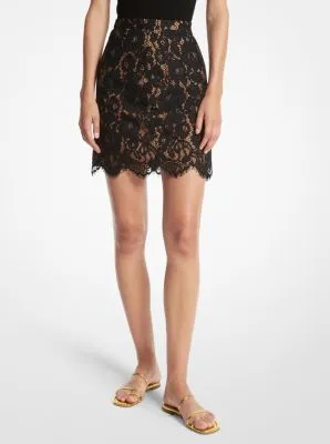 Cotton Blend Floral Lace Mini Skirt