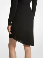 Double Faced Wool Asymmetric Fringed Skirt