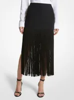 Double Crepe Sablé Fringed Skirt