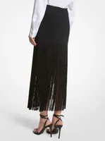 Double Crepe Sablé Fringed Skirt