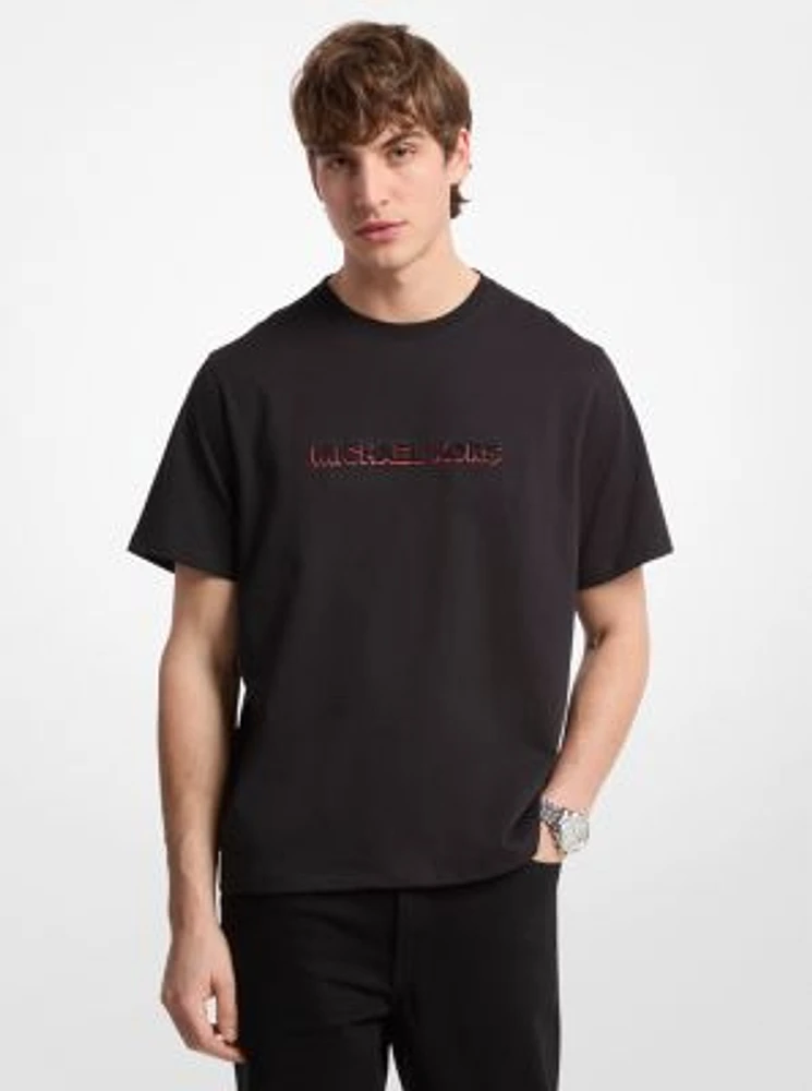 Logo Embossed Cotton Jersey T-Shirt