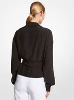 Silk Crepe De Chine Wrap Shirt