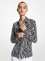 Hansen Zebra Silk Crepe De Chine Shirt