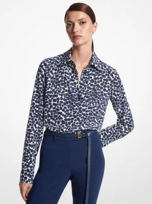 Hansen Cheetah Organic Silk Crepe De Chine Shirt