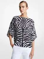 Nikki Zebra Silk Crepe De Chine Blouse