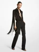 Satin Charmeuse Fringed Shirt