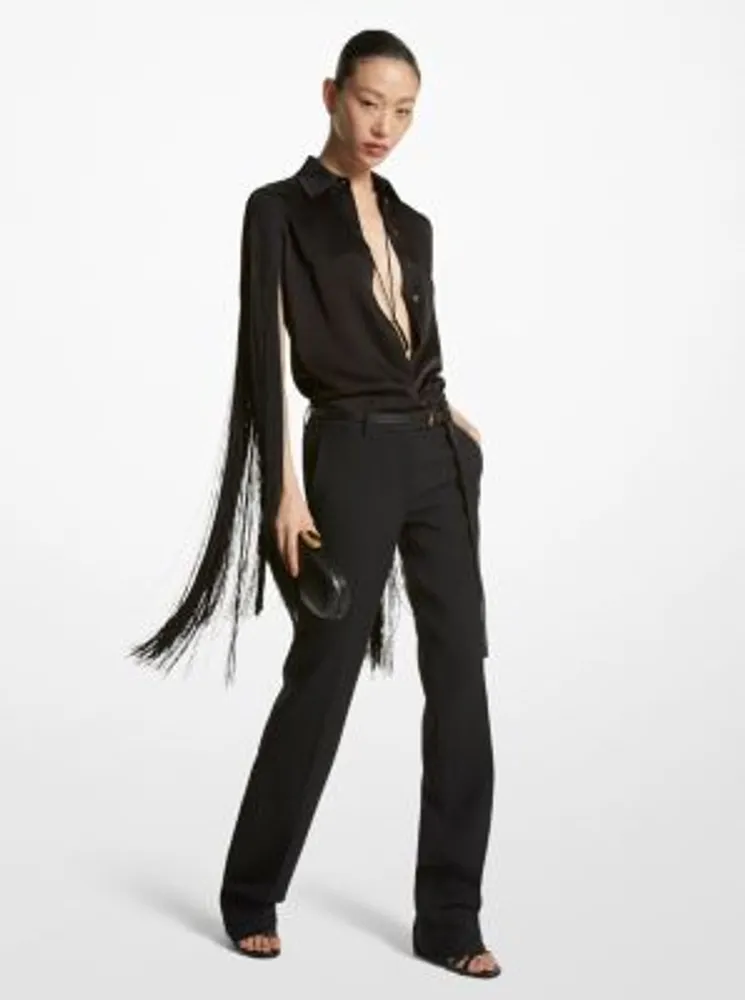 Satin Charmeuse Fringed Shirt