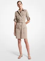 Stretch Organic Cotton Poplin Belted Cargo Shirtdress