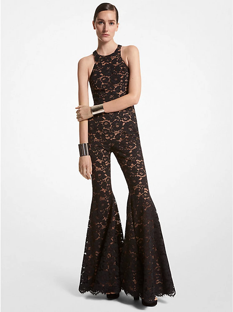 Floral Lace Flared Jumpsuit