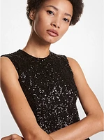 Embroidered Sequin Gown