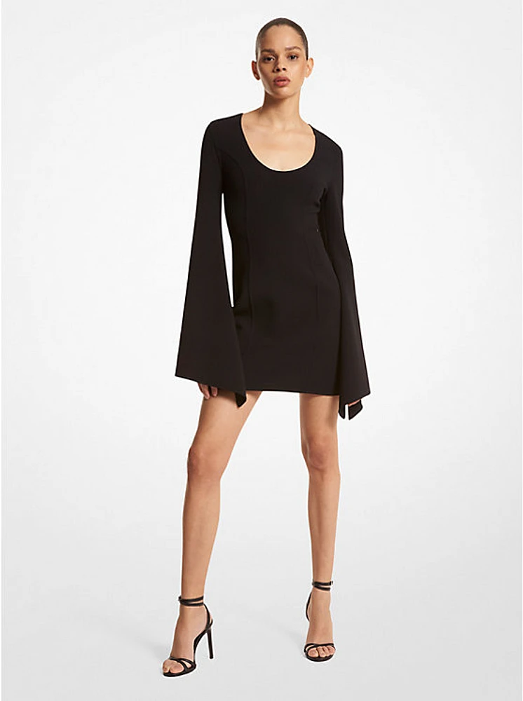 Double Faced Stretch Wool Twill Slit-Sleeve Dress