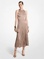 Textured Charmeuse Pleated Dress