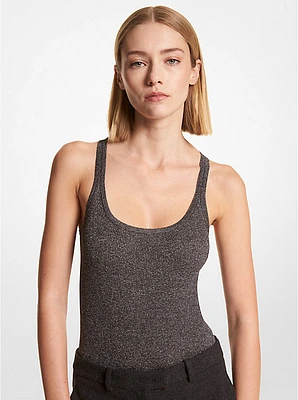 Ribbed Metallic Stretch Viscose Bodysuit