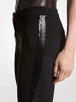 Haylee Hand-Embellished Sequin Double Crepe Sablé Trousers