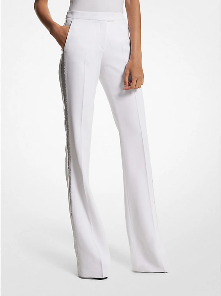 Haylee Hand-Embellished Sequin Double Crepe Sablé Trousers