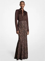 Cotton Blend Floral Lace Fishtail Skirt