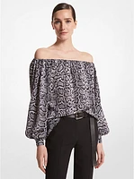 Snake Organic Silk Crepe De Chine Off-The-Shoulder Top