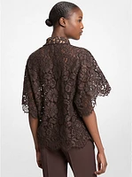 Cotton Blend Floral Lace Shirt