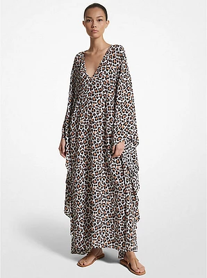 Leopard Organic Silk Crepe De Chine Caftan