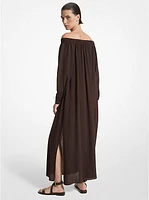 Silk Georgette Off-The-Shoulder Maxi Dress