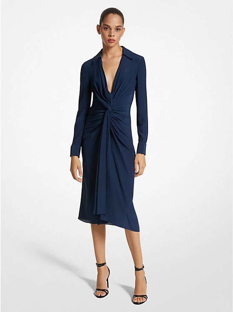 Organic Crepe De Chine Twist Front Shirtdress