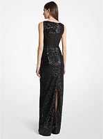 Sequined Stretch Tulle Gown