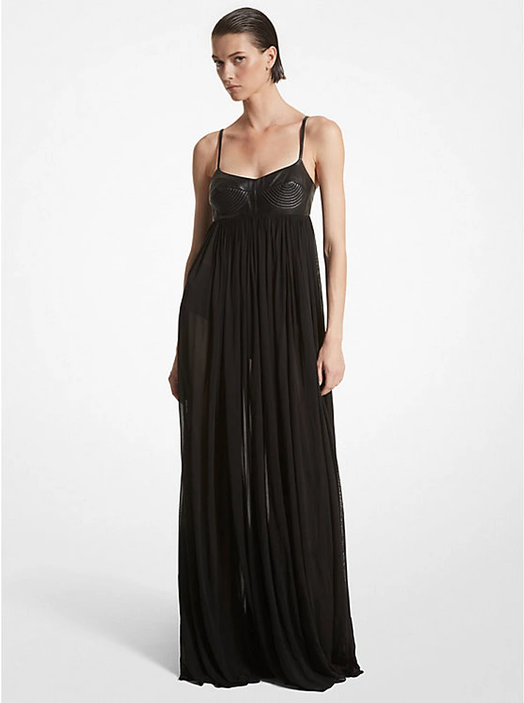 Plongé Leather and Chiffon Jersey Empire Gown