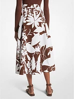 Shadow Floral Cotton and Silk Faille Skirt