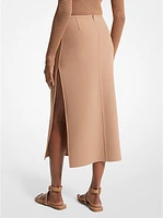 Double Faced Stretch Wool Slit Skirt