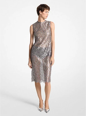 Metallic Floral Lace Sheath Dress