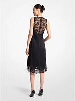 Lace Trim Satin Charmeuse Dress