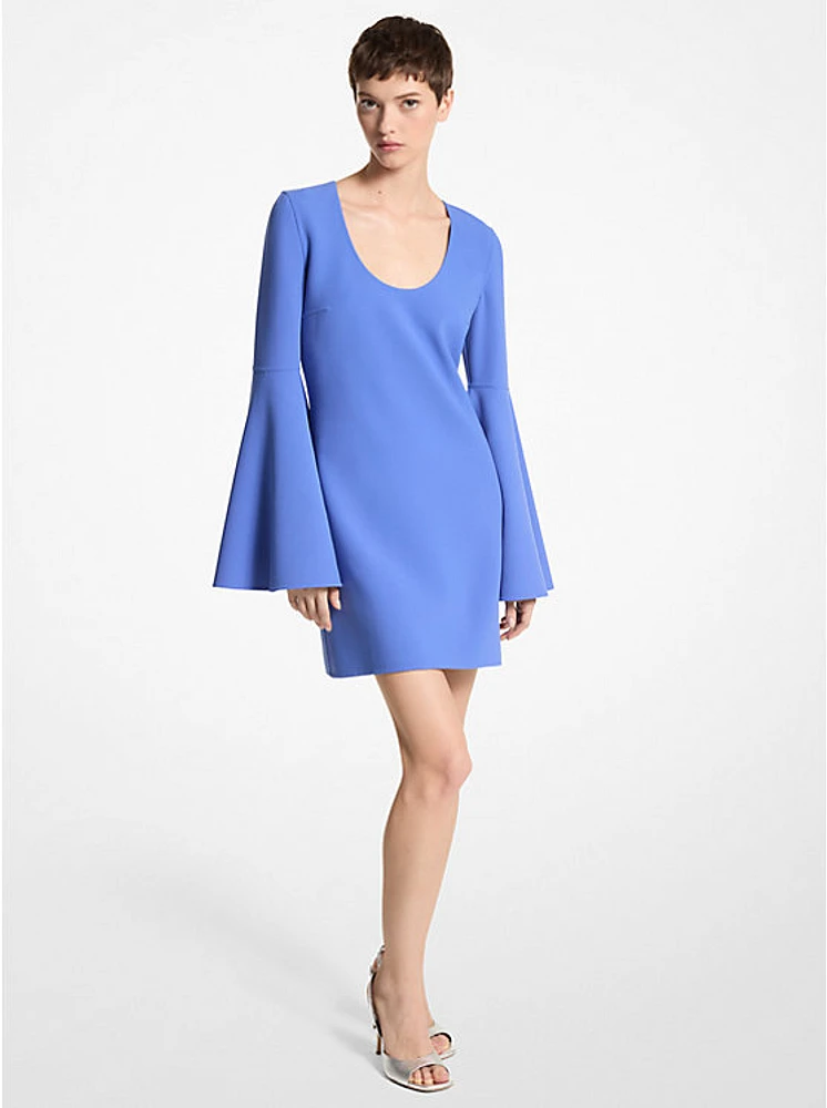 Double Faced Stretch Wool Barathea Flare-Sleeve Dress