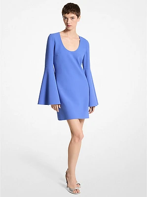 Double Faced Stretch Wool Barathea Flare-Sleeve Dress