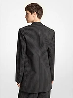 Pinstripe Stretch Wool Boyfriend Blazer