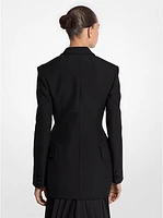 Wool Gabardine and Satin Carved Tuxedo Blazer