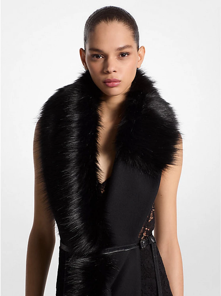 Wool Melton Faux Fur Stole